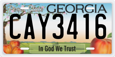 GA license plate CAY3416