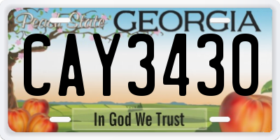 GA license plate CAY3430