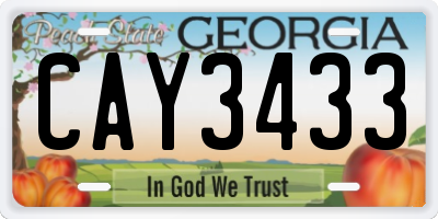 GA license plate CAY3433