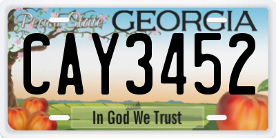 GA license plate CAY3452