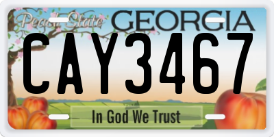 GA license plate CAY3467