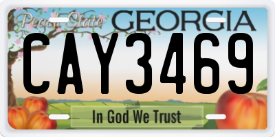 GA license plate CAY3469