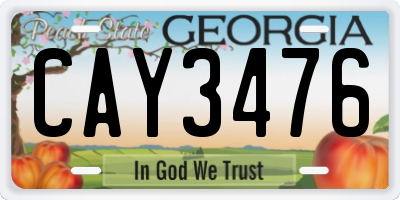 GA license plate CAY3476