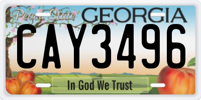 GA license plate CAY3496