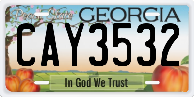 GA license plate CAY3532