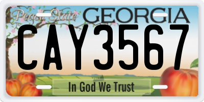 GA license plate CAY3567