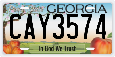 GA license plate CAY3574