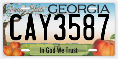 GA license plate CAY3587