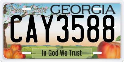 GA license plate CAY3588