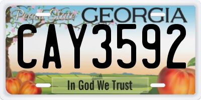 GA license plate CAY3592