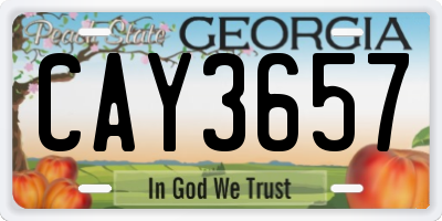 GA license plate CAY3657