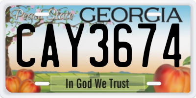 GA license plate CAY3674