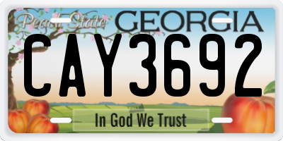 GA license plate CAY3692