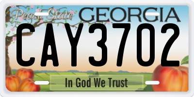 GA license plate CAY3702