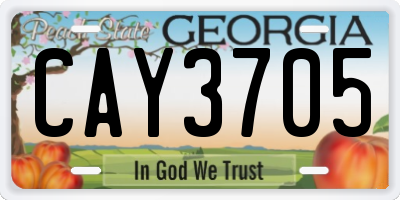 GA license plate CAY3705
