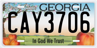 GA license plate CAY3706