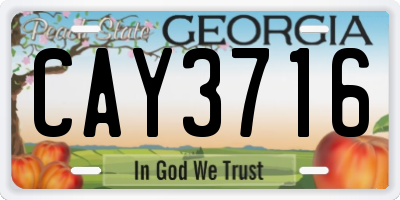 GA license plate CAY3716