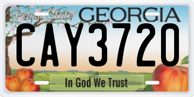 GA license plate CAY3720