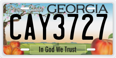 GA license plate CAY3727