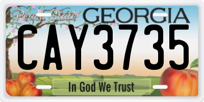 GA license plate CAY3735