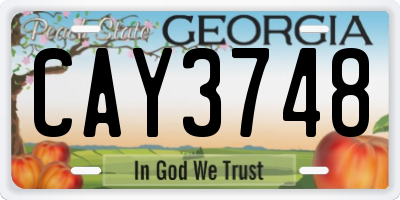 GA license plate CAY3748