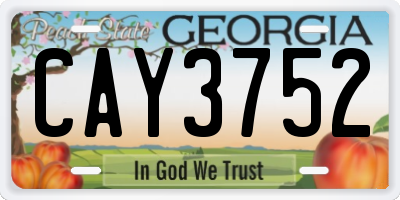 GA license plate CAY3752