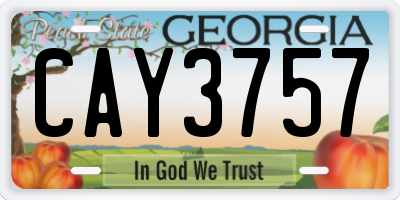 GA license plate CAY3757