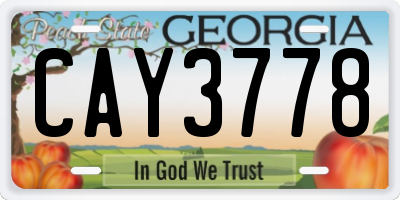 GA license plate CAY3778