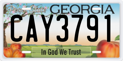 GA license plate CAY3791