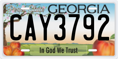 GA license plate CAY3792