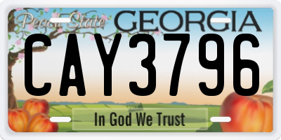 GA license plate CAY3796
