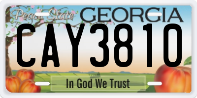GA license plate CAY3810