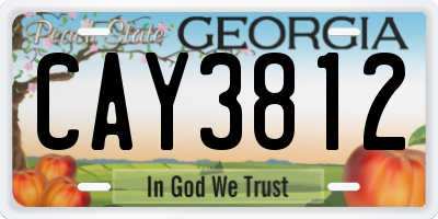 GA license plate CAY3812