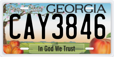 GA license plate CAY3846