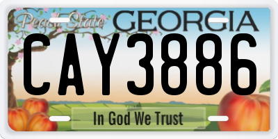 GA license plate CAY3886