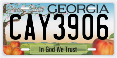 GA license plate CAY3906
