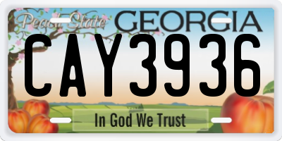 GA license plate CAY3936