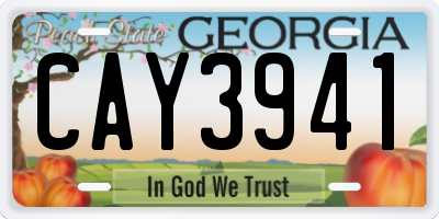 GA license plate CAY3941