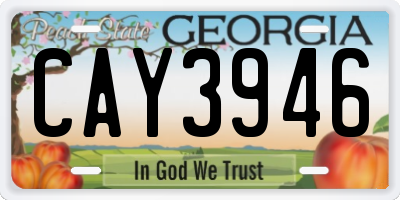 GA license plate CAY3946