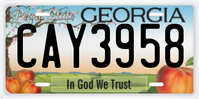 GA license plate CAY3958