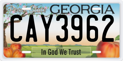 GA license plate CAY3962