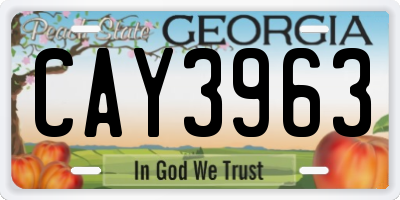 GA license plate CAY3963