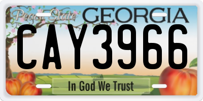 GA license plate CAY3966