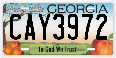 GA license plate CAY3972