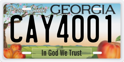 GA license plate CAY4001