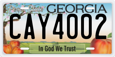 GA license plate CAY4002