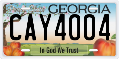 GA license plate CAY4004