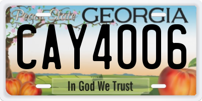 GA license plate CAY4006