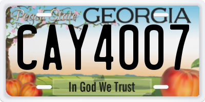 GA license plate CAY4007
