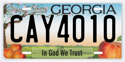 GA license plate CAY4010